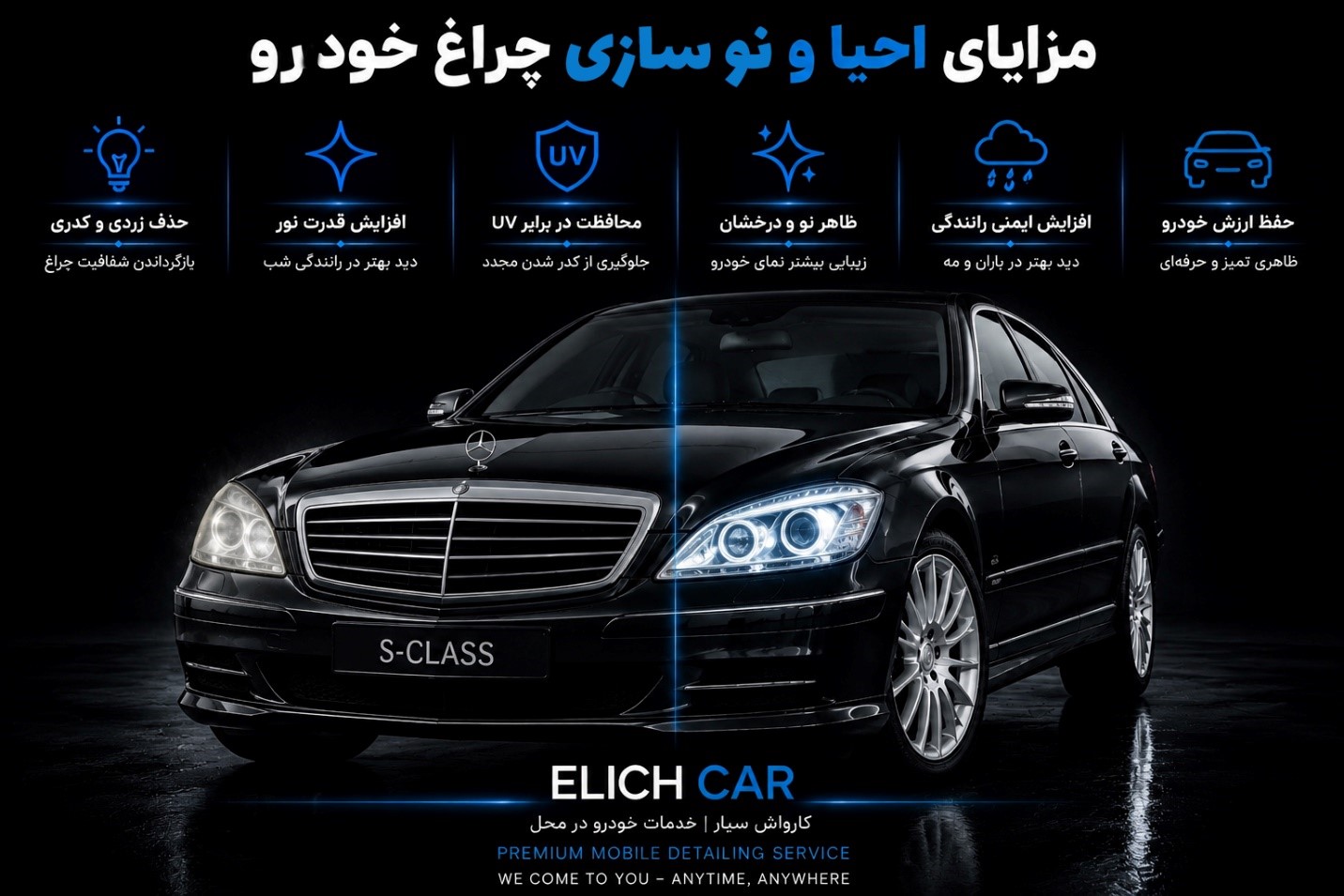 احیا و نوسازی چراغ خودرو در الیچ کار